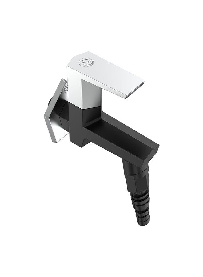 RN PTMT Superior Plastic Nozzle Bib Cock with Flange (Black-Chrome-Dual) Nozzle Bib Tap (Wall Mount Installation)_RNG2032D08 | 5 Year Warranty